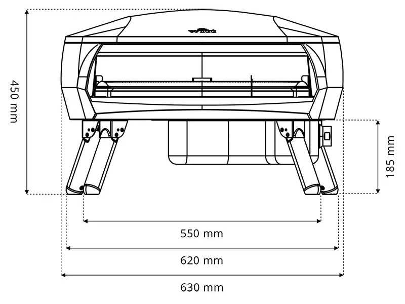 Witt Pizzaofen Frontansicht technisch