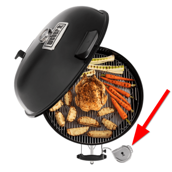 Preview: iGrill am Weber Holzkohlegrill montiert